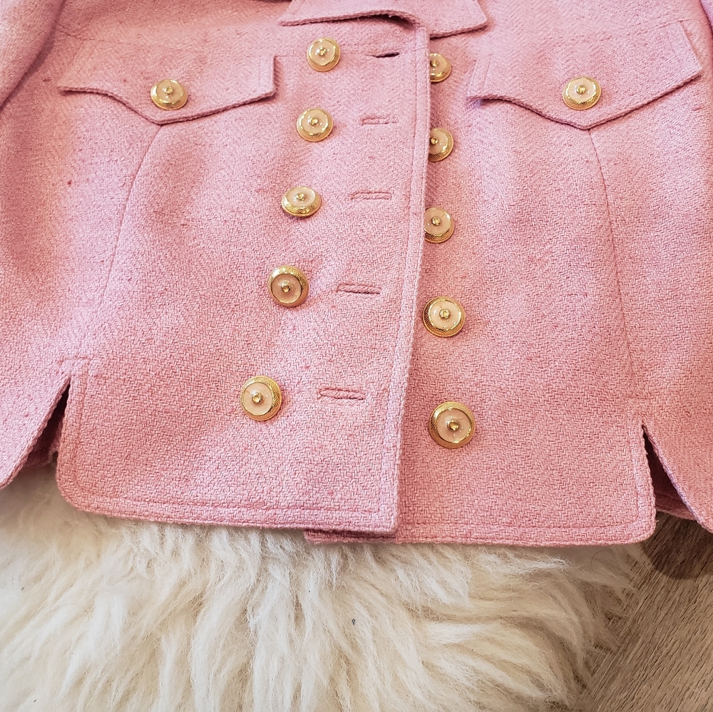Vintage Pink Tweed Cropped Jacket by Carlisle - Picture 8 of 12